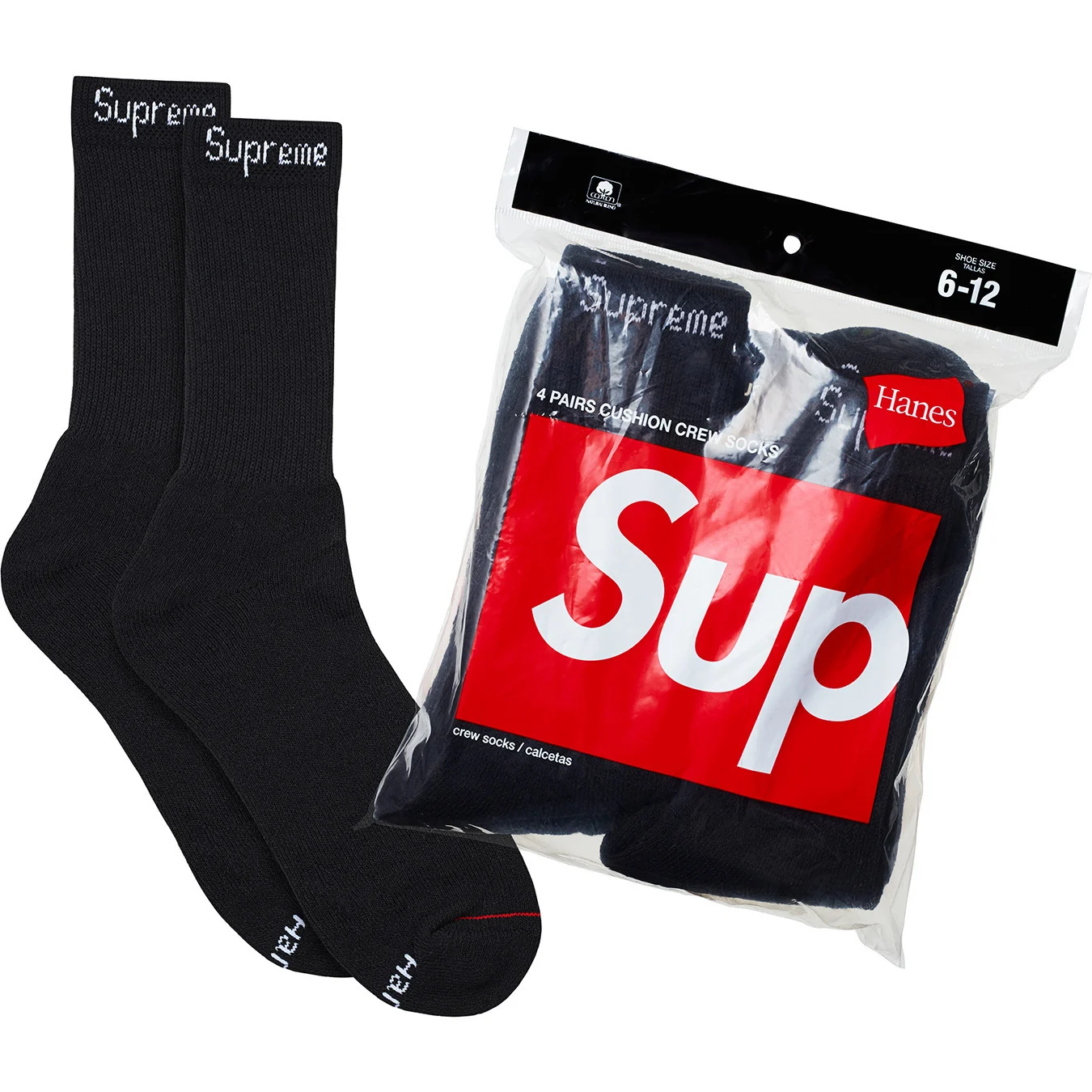 🇺🇸 SUPREME®/HANES® CREW SOCKS (4 PACK) 4對裝