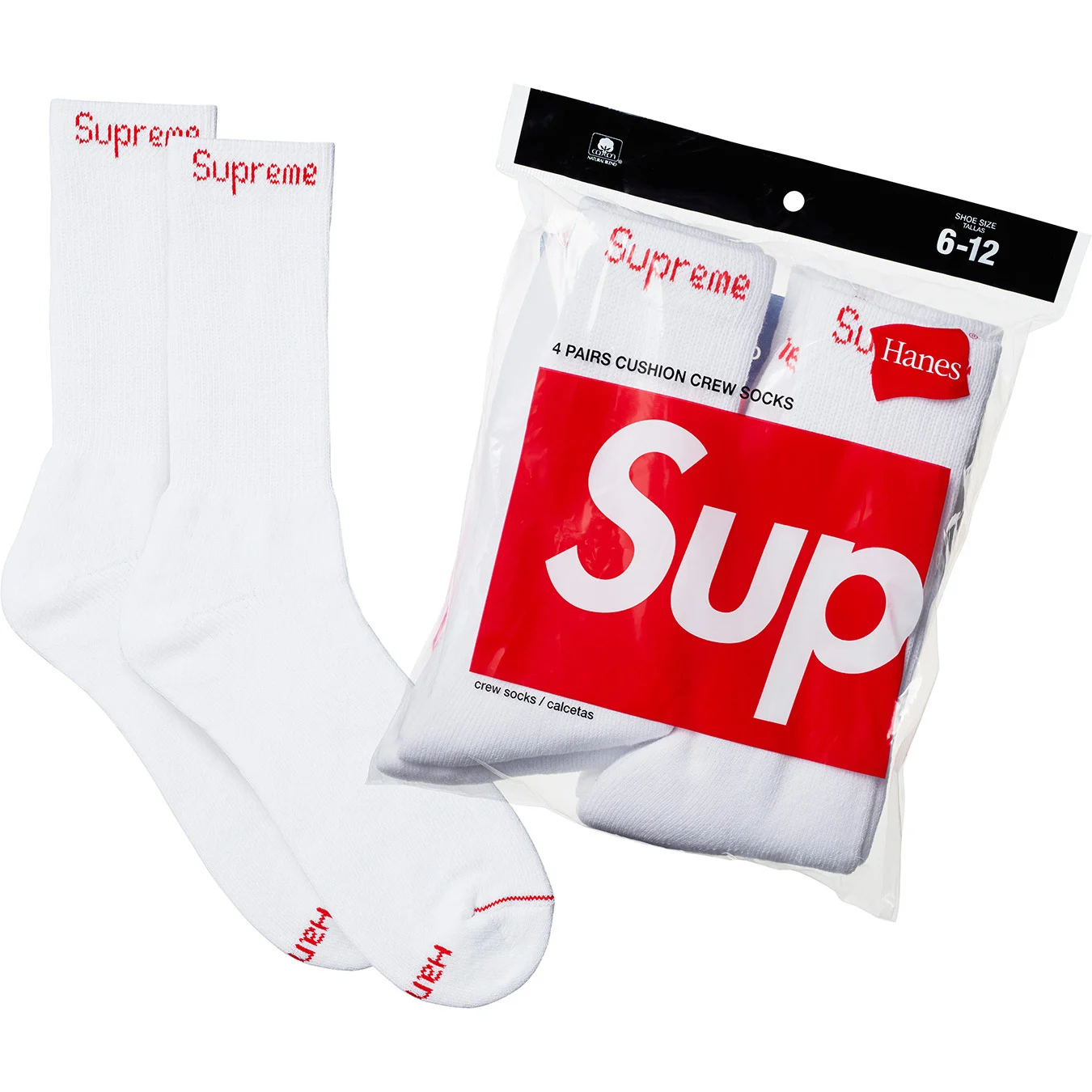 🇺🇸 SUPREME®/HANES® CREW SOCKS (4 PACK) 4對裝